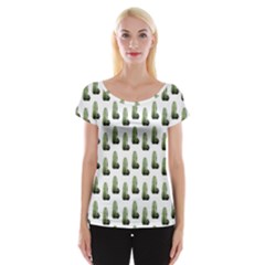 Cactus White Pattern Cap Sleeve Top by snowwhitegirl