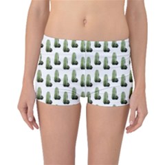 Cactus White Pattern Boyleg Bikini Bottoms by snowwhitegirl