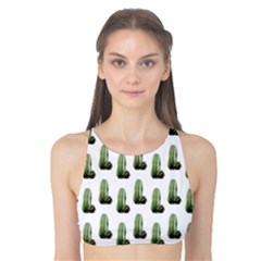 Cactus White Pattern Tank Bikini Top by snowwhitegirl