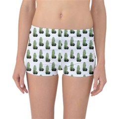 Cactus White Pattern Reversible Boyleg Bikini Bottoms by snowwhitegirl