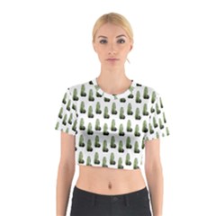 Cactus White Pattern Cotton Crop Top by snowwhitegirl