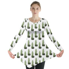 Cactus White Pattern Long Sleeve Tunic  by snowwhitegirl