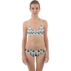 Cactus White Pattern Wrap Around Bikini Set by snowwhitegirl