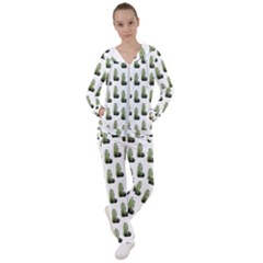 Cactus White Pattern Women s Tracksuit by snowwhitegirl