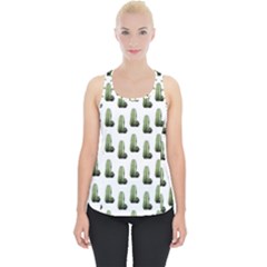 Cactus White Pattern Piece Up Tank Top by snowwhitegirl