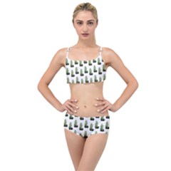 Cactus White Pattern Layered Top Bikini Set by snowwhitegirl