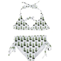 Cactus White Pattern Kids  Classic Bikini Set by snowwhitegirl