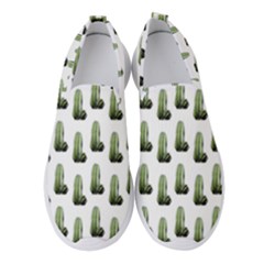 Cactus White Pattern Women s Slip On Sneakers by snowwhitegirl