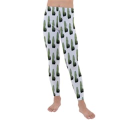 Cactus White Pattern Kids  Lightweight Velour Leggings by snowwhitegirl