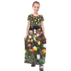 Tulips  Kids  Short Sleeve Maxi Dress by Riverwoman