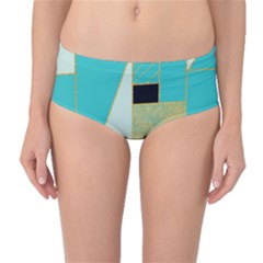 Turquoise,black And Gold Mid-waist Bikini Bottoms