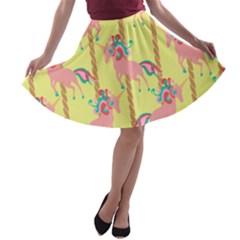 Unicorn Carousel A-line Skater Skirt by VeataAtticus