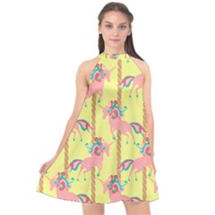 Unicorn Carousel Halter Neckline Chiffon Dress  by VeataAtticus