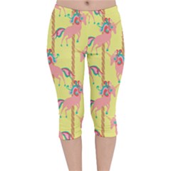 Unicorn Carousel Velvet Capri Leggings 