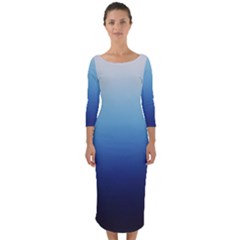 Blue Ombre Quarter Sleeve Midi Bodycon Dress by VeataAtticus