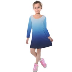 Blue Ombre Kids  Long Sleeve Velvet Dress by VeataAtticus