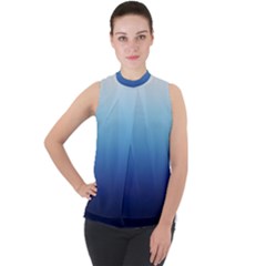 Blue Ombre Mock Neck Chiffon Sleeveless Top by VeataAtticus