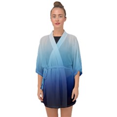 Blue Ombre Half Sleeve Chiffon Kimono