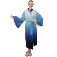 Blue Ombre Maxi Tie Front Velour Kimono