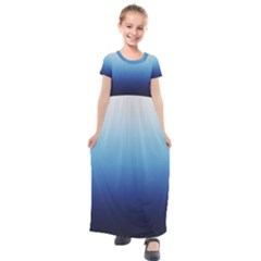 Blue Ombre Kids  Short Sleeve Maxi Dress