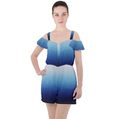 Blue Ombre Ruffle Cut Out Chiffon Playsuit by VeataAtticus