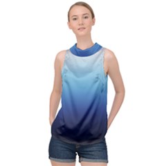 Blue Ombre High Neck Satin Top by VeataAtticus