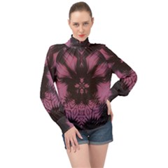 Glitch Art Grunge Distortion High Neck Long Sleeve Chiffon Top