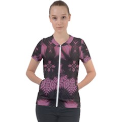 Glitch Art Grunge Distortion Short Sleeve Zip Up Jacket