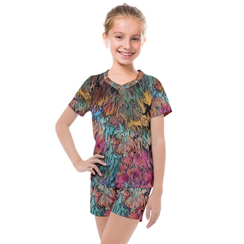 Oil Paint Kids  Mesh Tee And Shorts Set by Bajindul