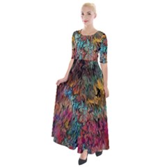 Oil Paint Half Sleeves Maxi Dress