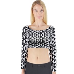 Geometric Tile Background Long Sleeve Crop Top by Bajindul