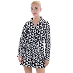 Geometric Tile Background Women s Long Sleeve Casual Dress