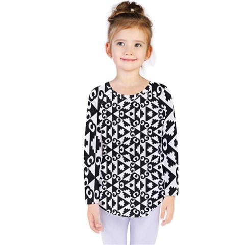 Geometric Tile Background Kids  Long Sleeve Tee by Bajindul