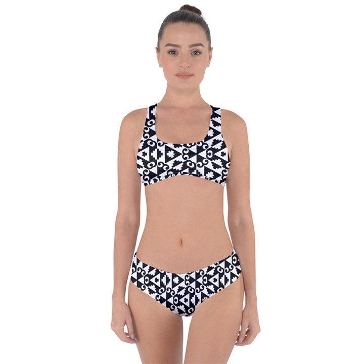 Geometric Tile Background Criss Cross Bikini Set