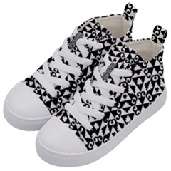 Geometric Tile Background Kids  Mid-top Canvas Sneakers by Bajindul