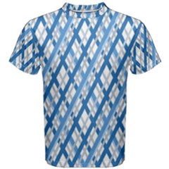 Geometric Overlay Blue Men s Cotton Tee by Bajindul