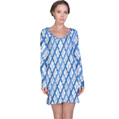 Geometric Overlay Blue Long Sleeve Nightdress by Bajindul