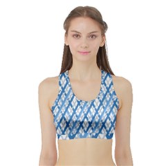 Geometric Overlay Blue Sports Bra With Border by Bajindul