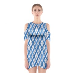 Geometric Overlay Blue Shoulder Cutout One Piece Dress by Bajindul