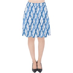 Geometric Overlay Blue Velvet High Waist Skirt by Bajindul