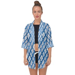 Geometric Overlay Blue Open Front Chiffon Kimono by Bajindul