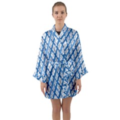 Geometric Overlay Blue Long Sleeve Kimono Robe by Bajindul