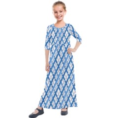 Geometric Overlay Blue Kids  Quarter Sleeve Maxi Dress by Bajindul