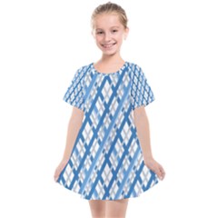 Geometric Overlay Blue Kids  Smock Dress by Bajindul