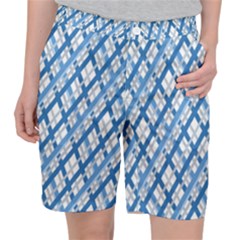 Geometric Overlay Blue Pocket Shorts by Bajindul