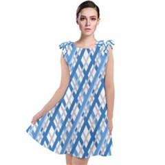 Geometric Overlay Blue Tie Up Tunic Dress by Bajindul