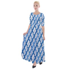 Geometric Overlay Blue Half Sleeves Maxi Dress by Bajindul