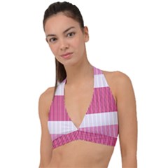 Fabric Geometric Texture Halter Plunge Bikini Top by Bajindul