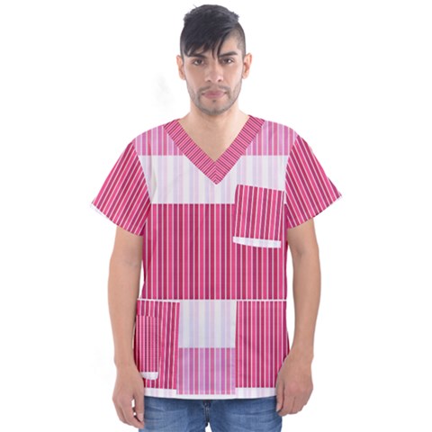 Fabric Geometric Texture Men s V-neck Scrub Top by Bajindul