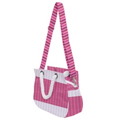 Fabric Geometric Texture Rope Handles Shoulder Strap Bag